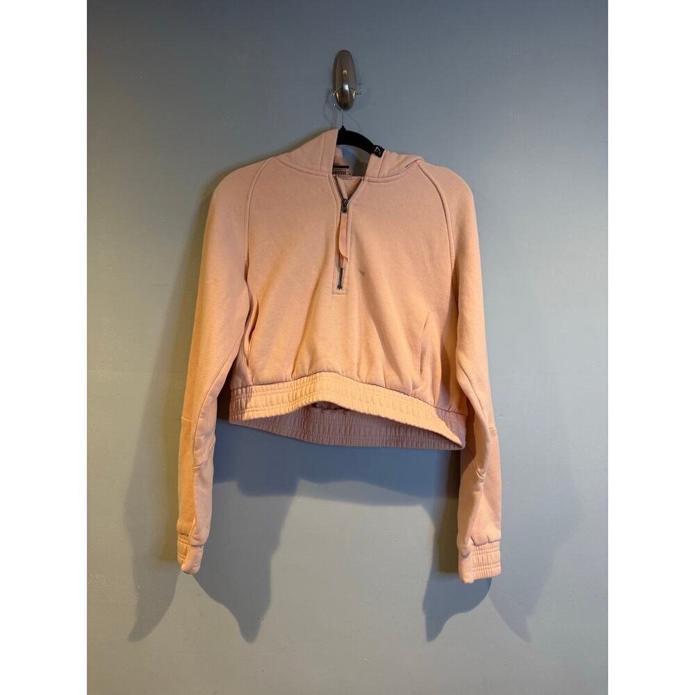Gymshark Cropped 1/4 Zip Hoodie – Size L – Light Pink